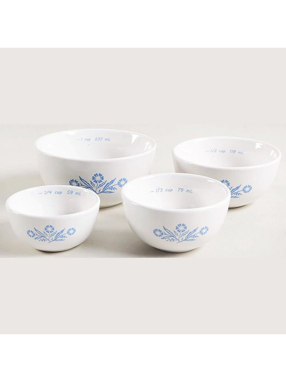 NEW! CORNING WARE 4pc Measuring Cup Bowl Set 60th Anniversary Cornflower Blue
